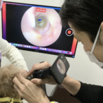 犬のオトスコープ検査の様子
